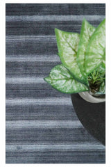 Modern Stripes Design 5x7 Charcoal and Silver Wool Hand Woven Area Rug