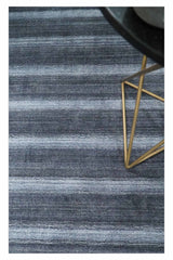 Modern Stripes Design 5x7 Charcoal and Silver Wool Hand Woven Area Rug
