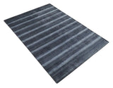 Modern Stripes Design 5x7 Charcoal and Silver Wool Hand Woven Area Rug