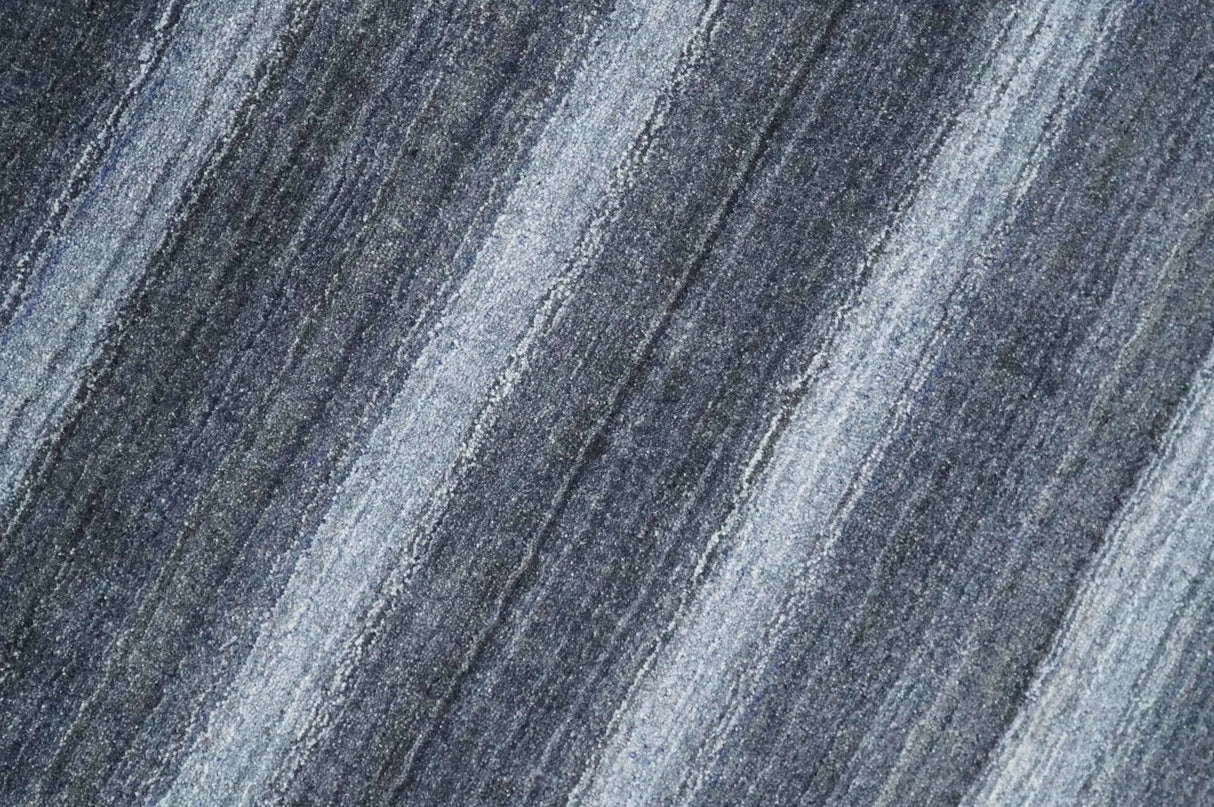 Modern Stripes Design 5x7 Charcoal and Silver Wool Hand Woven Area Rug
