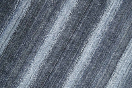 Modern Stripes Design 5x7 Charcoal and Silver Wool Hand Woven Area Rug