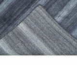 Modern Stripes Design 5x7 Charcoal and Silver Wool Hand Woven Area Rug