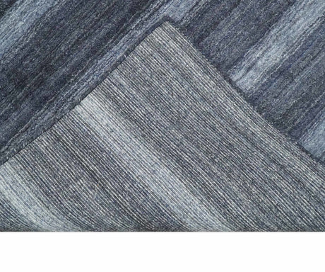 Modern Stripes Design 5x7 Charcoal and Silver Wool Hand Woven Area Rug