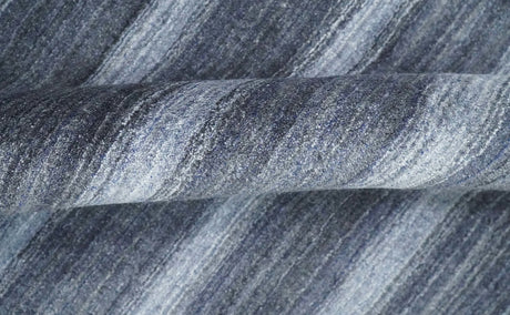 Modern Stripes Design 5x7 Charcoal and Silver Wool Hand Woven Area Rug