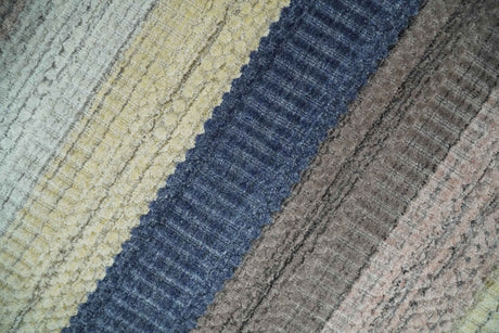 Modern Stripes Design 8x10 Hand Made Multicolor Blended Wool Area Rug