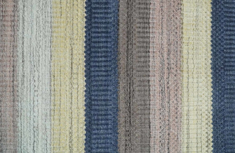 Modern Stripes Design 8x10 Hand Made Multicolor Blended Wool Area Rug