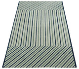 Modern Stripes Design Beige And Blue Hand Tufted Custom Made Wool Area Rug