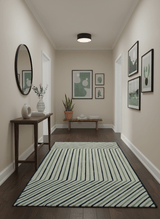 Modern Stripes Design Beige And Blue Hand Tufted Custom Made Wool Area Rug