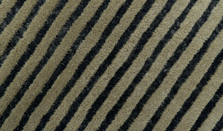 Modern Stripes Design Black And Brown 8x10 Hand Tufted Wool Area Rug