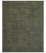 Modern Stripes Design Black And Brown 8x10 Hand Tufted Wool Area Rug