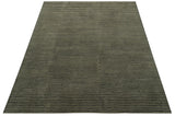 Modern Stripes Design Black And Brown Hand Tufted Custom Made Wool Area Rug