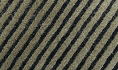 Modern Stripes Design Black And Brown Hand Tufted Custom Made Wool Area Rug