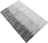 Modern Stripes Gray and Silver Handmade Leather Area Rug