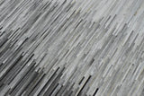 Modern Stripes Gray and Silver Handmade Leather Area Rug