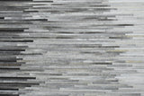 Modern Stripes Gray and Silver Handmade Leather Area Rug