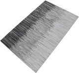 Modern Stripes Gray and Silver Handmade Leather Area Rug