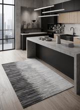 Modern Stripes Gray and Silver Handmade Leather Area Rug
