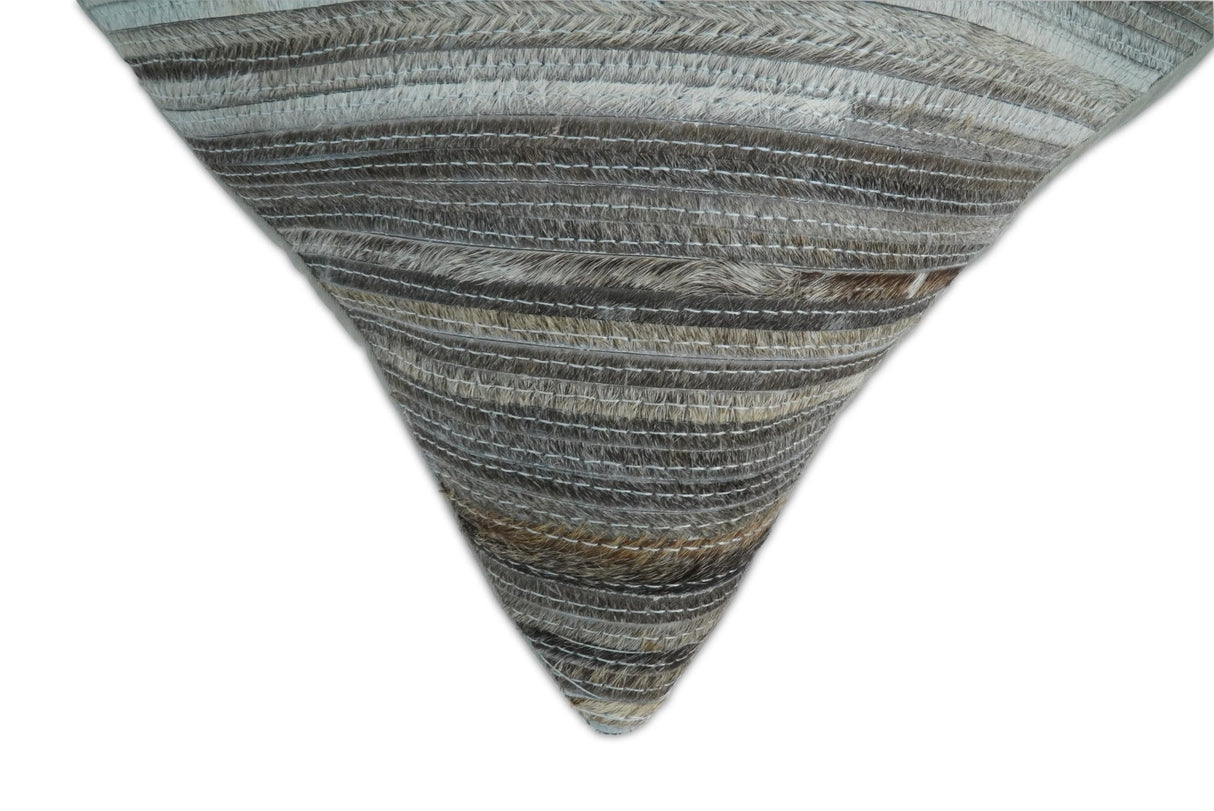 Modern Stripes Ivory and Gray Genuine Leather Accent Pillow, Cushion | PL17-All Products-Parc Decor