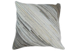 Modern Stripes Ivory and Gray Genuine Leather Accent Pillow, Cushion | PL17-All Products-Parc Decor
