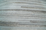 Modern Stripes Ivory and Gray Genuine leather Pillow with Insert, Cushion | PL16