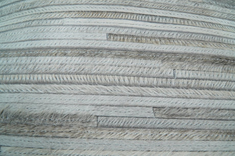 Modern Stripes Ivory and Gray Genuine leather Pillow with Insert, Cushion | PL16