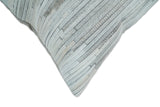 Modern Stripes Ivory and Gray Genuine leather Pillow with Insert, Cushion | PL16-All Products-Parc Decor