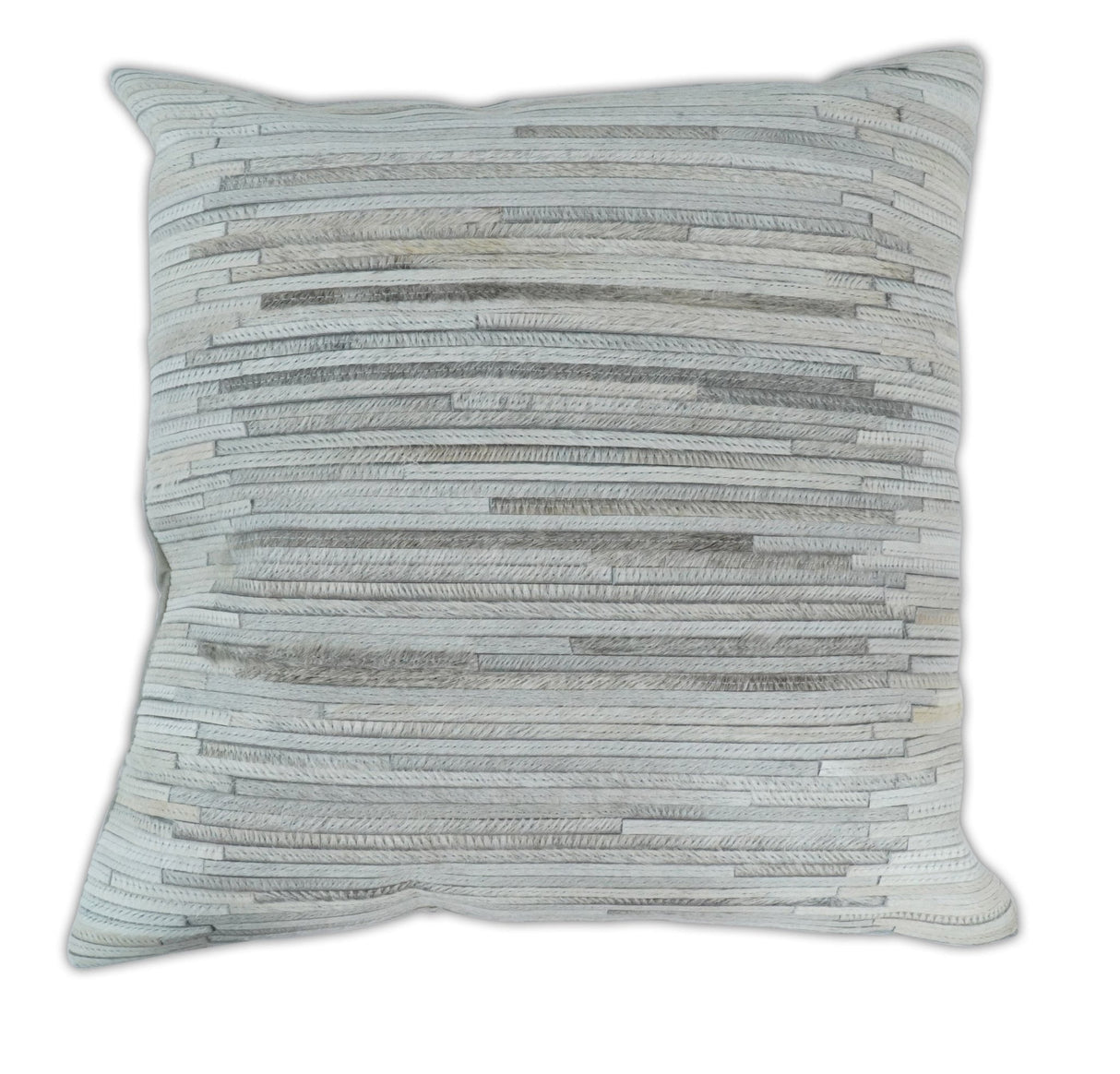 Modern Stripes Ivory and Gray Genuine leather Pillow with Insert, Cushion | PL16-All Products-Parc Decor