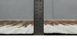 Modern Stripes Leather Striped Tan Brown and Ivory Leather Multi Size Area Rug