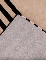 Modern Stripes Pattern Beige Hand Tufted 5x7 Wool Area Rug
