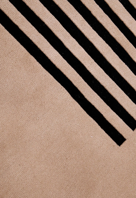 Modern Stripes Pattern Beige Hand Tufted 5x7 Wool Area Rug