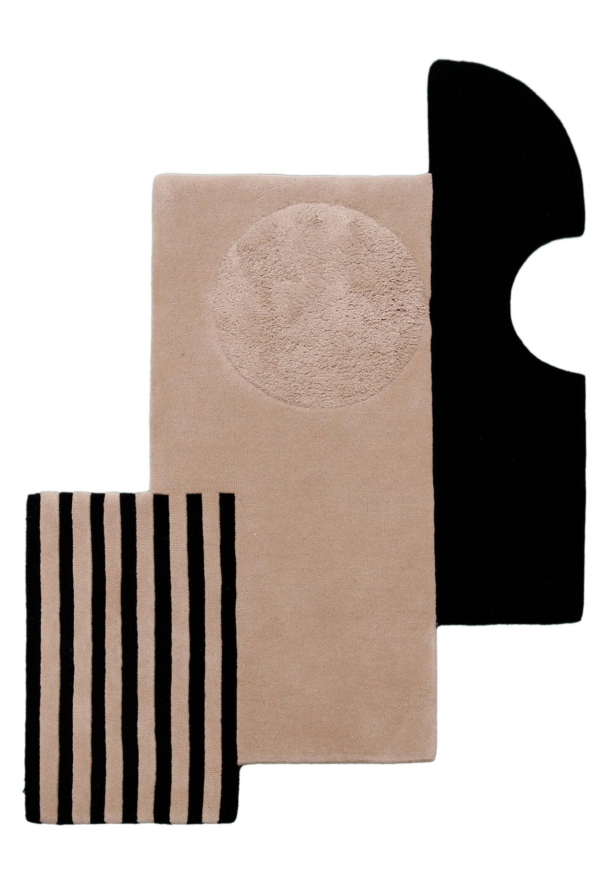 Modern Stripes Pattern Beige Hand Tufted 5x7 Wool Area Rug
