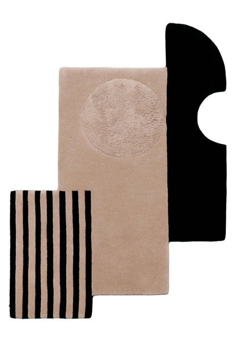 Modern Stripes Pattern Beige Hand Tufted 5x7 Wool Area Rug