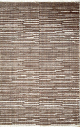 Modern Stripes Pattern Brown Hand Knotted Wool 2x3 Area Rug
