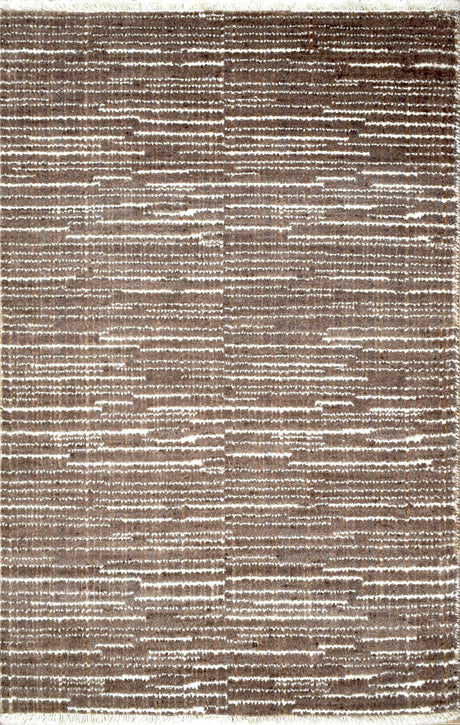 Modern Stripes Pattern Brown Hand Knotted Wool 2x3 Area Rug