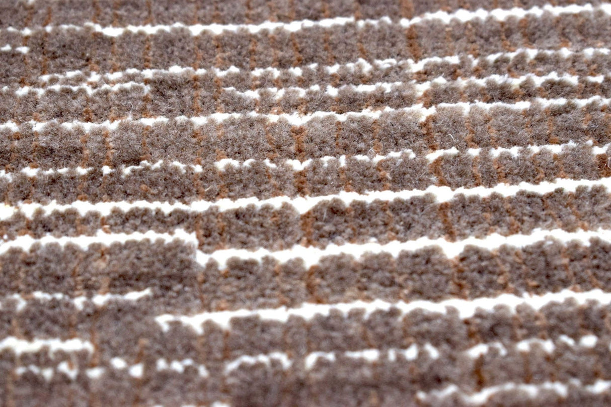 Modern Stripes Pattern Brown Hand Knotted Wool 2x3 Area Rug