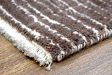 Modern Stripes Pattern Brown Hand Knotted Wool 2x3 Area Rug