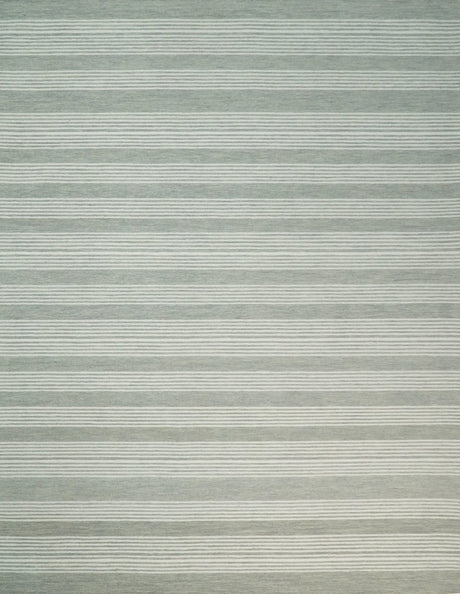 Modern Stripes Pattern Grey and Ivory Hand Tufted Wool Area Rug