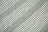 Modern Stripes Pattern Grey and Ivory Hand Tufted Wool Area Rug