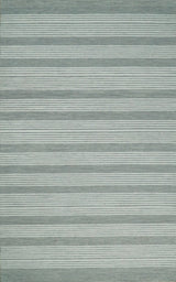 Modern Stripes Pattern Grey and Ivory Hand Tufted Wool Area Rug