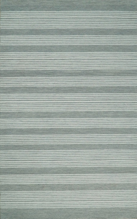 Modern Stripes Pattern Grey and Ivory Hand Tufted Wool Area Rug