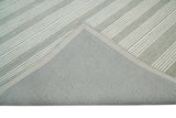 Modern Stripes Pattern Grey and Ivory Hand Tufted Wool Area Rug