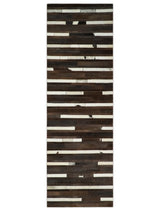 Modern Stripes Pattern Handwoven Brown And Black Leather Area Rug