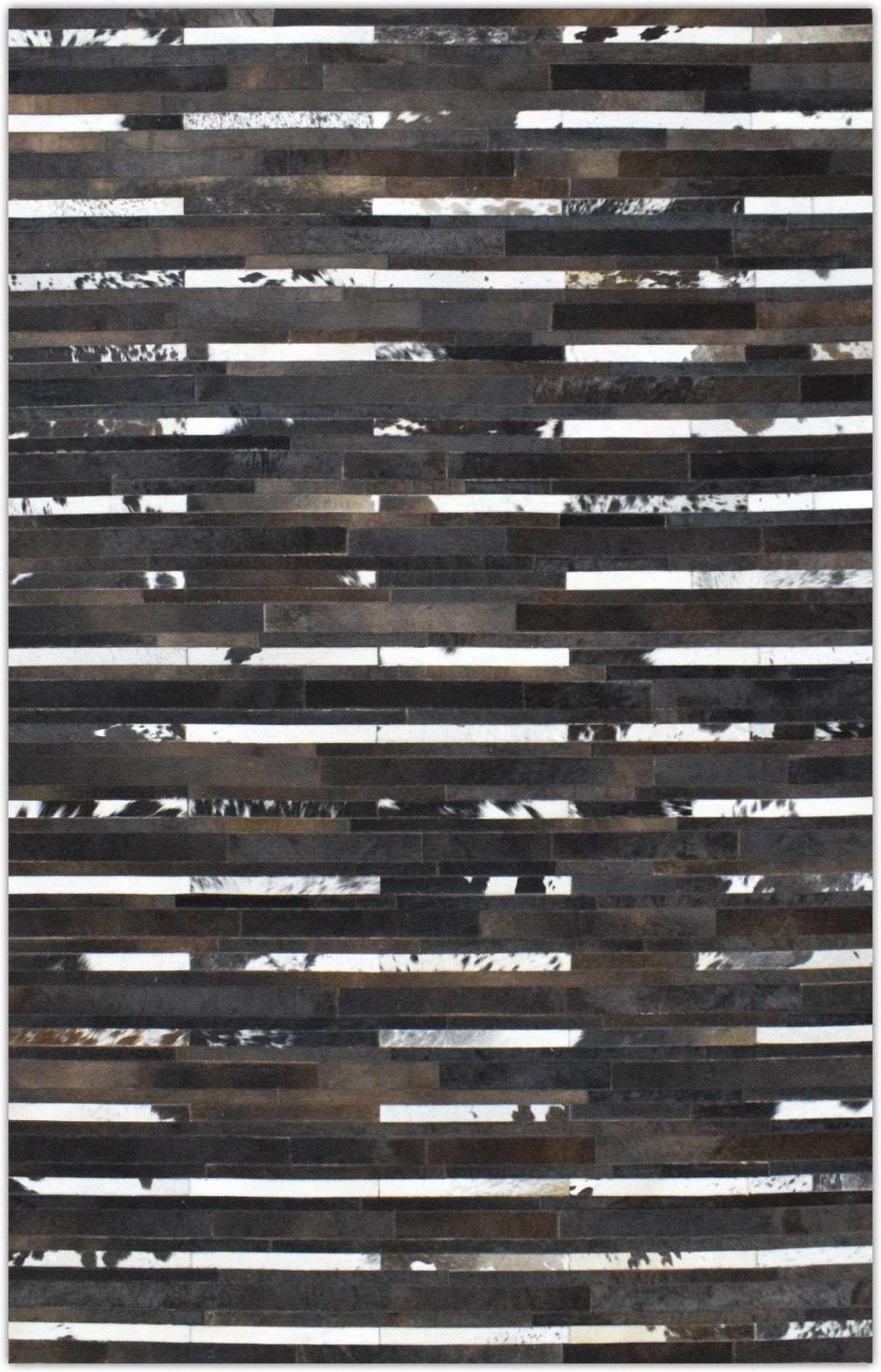 Modern Stripes Pattern Handwoven Brown And Black Leather Area Rug