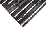 Modern Stripes Pattern Handwoven Brown And Black Leather Area Rug
