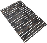 Modern Stripes Pattern Handwoven Brown And Black Leather Area Rug