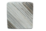 Modern Stripes Pattern Ivory and Brown Leather Pouf