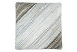 Modern Stripes Pattern Ivory and Brown Leather Pouf