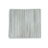 Modern Stripes Pattern Ivory And Silver Handmade Leather Pouf