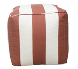 Modern Stripes Pattern Rust And White Polyester Pouf