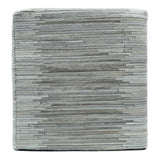 Modern Stripes Pattern Silver and Gray Leather Pouf